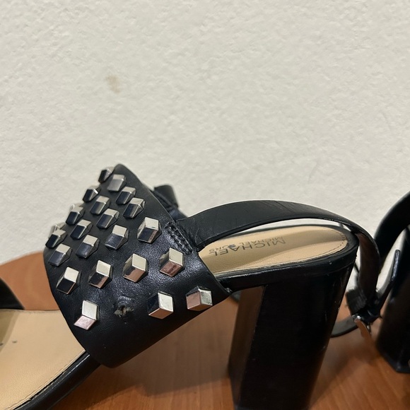 Michael Kors Valencia Black Studded Women's Block Heel Sandals Business Sz 6.5 - Picture 7 of 11